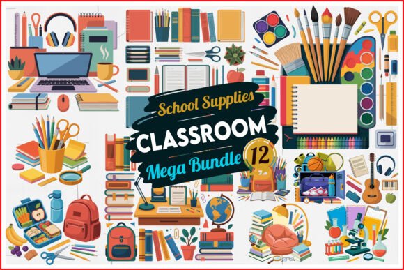 Download Classroom School Supplies Vector Bundle - Premium Resources