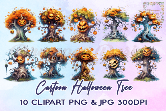 Download Cartoon Halloween Tree Clipart - Cartoon halloween Collection