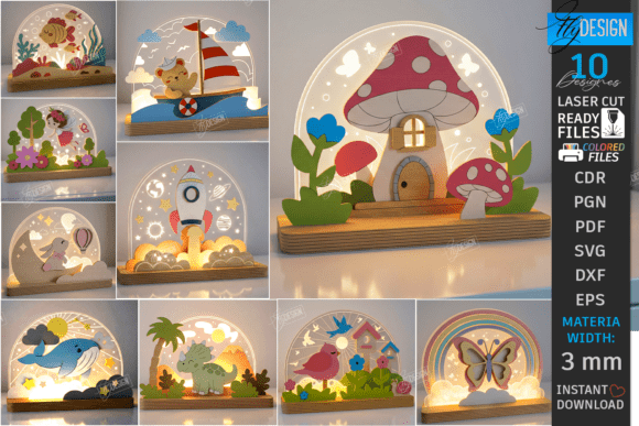 Download Kids Night Light Stand Laser Cut Bundle - Kid Collection