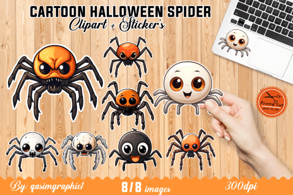 Download Cute Cartoon Halloween Spider Stickers - Cartoon halloween Collection