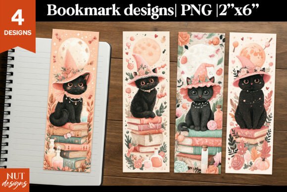 Download Witch Cat Bookmarks, Cartoon Halloween - Cartoon halloween Collection