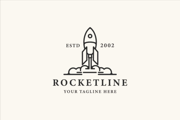 Download Rocket Space Line Art Simple Vintage - Premium Resources