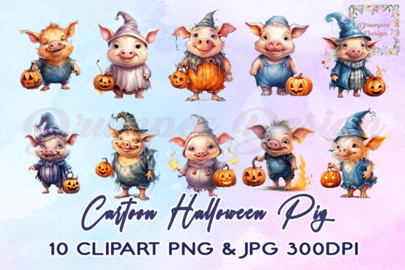 Download Cartoon Halloween Pig Clipart - Premium Bundle