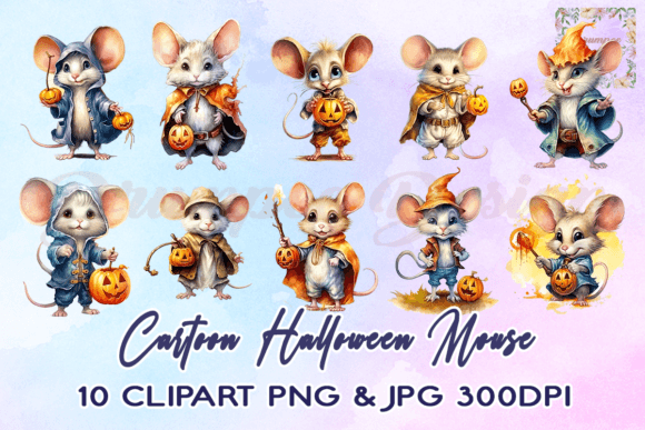 Download Cartoon Halloween Mouse Clipart - Premium Bundle