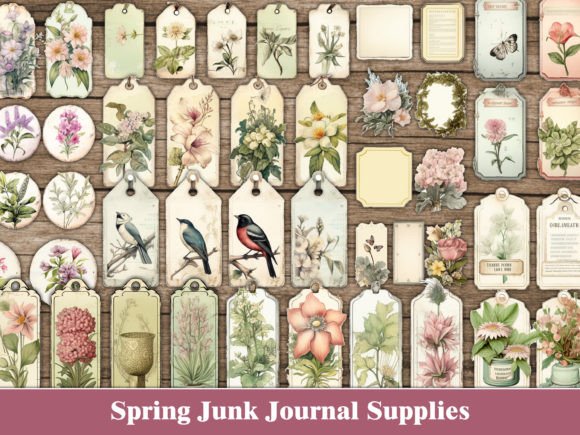 Download Floral Spring Tags Junk Journal Supplies - Junk journal Collection